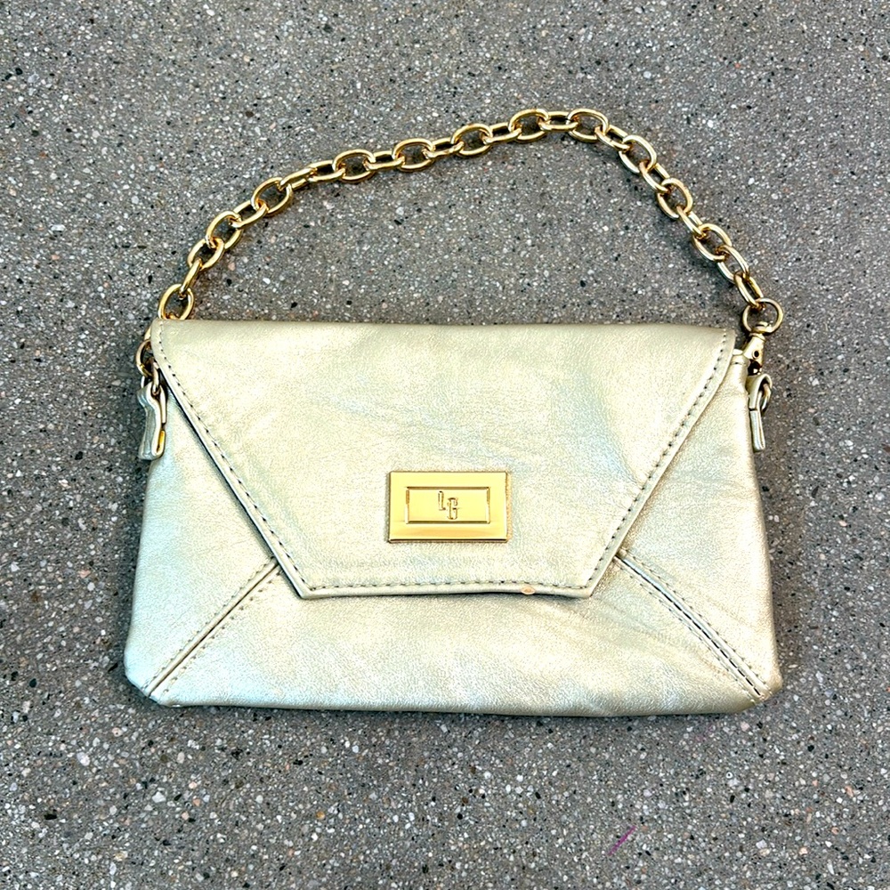 For your eyes only gold envelope evening wristlet purse
